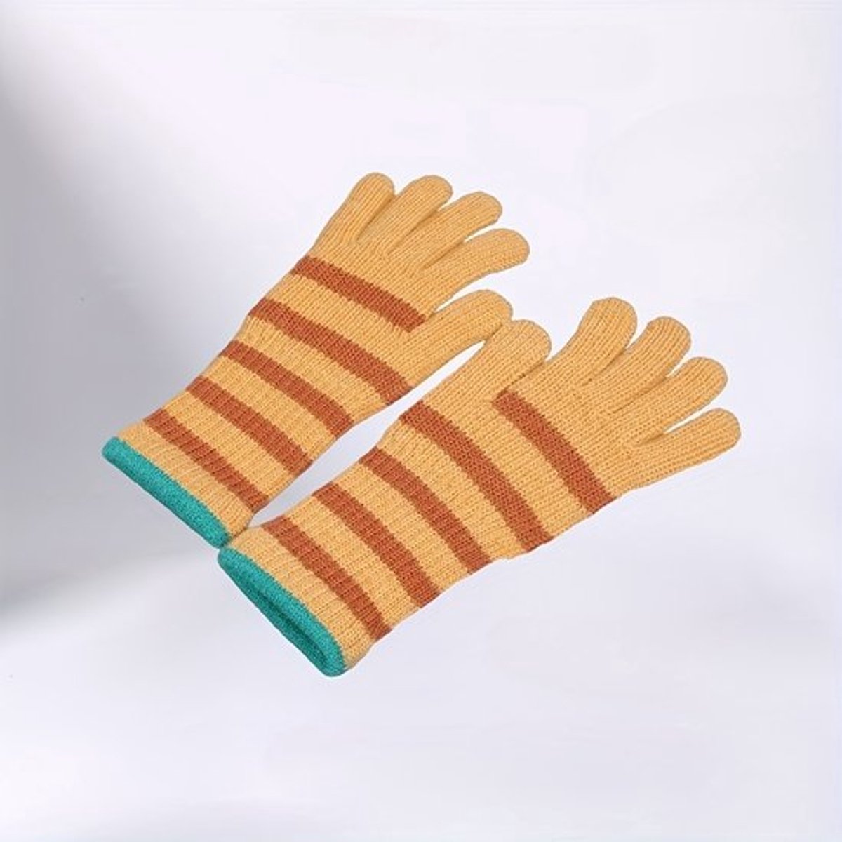 Gestreepte touchscreen-handschoenen met vijf vingers | Verdikt, warm, veelkleurig gesorteerd | Handwasbaar voor buiten in de herfst en winter, 22*11 cm