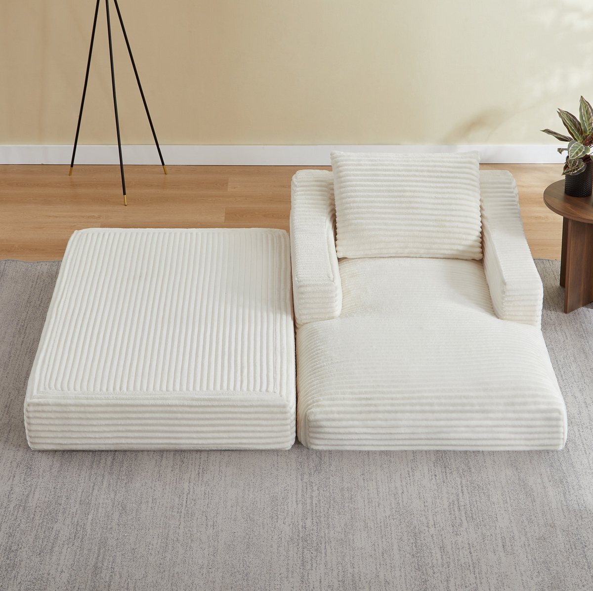 REDOM- Fauteuil - Uitklapbare 1-zits loungestoel - Dubbele laag - Bedfunctie - Corduroy be