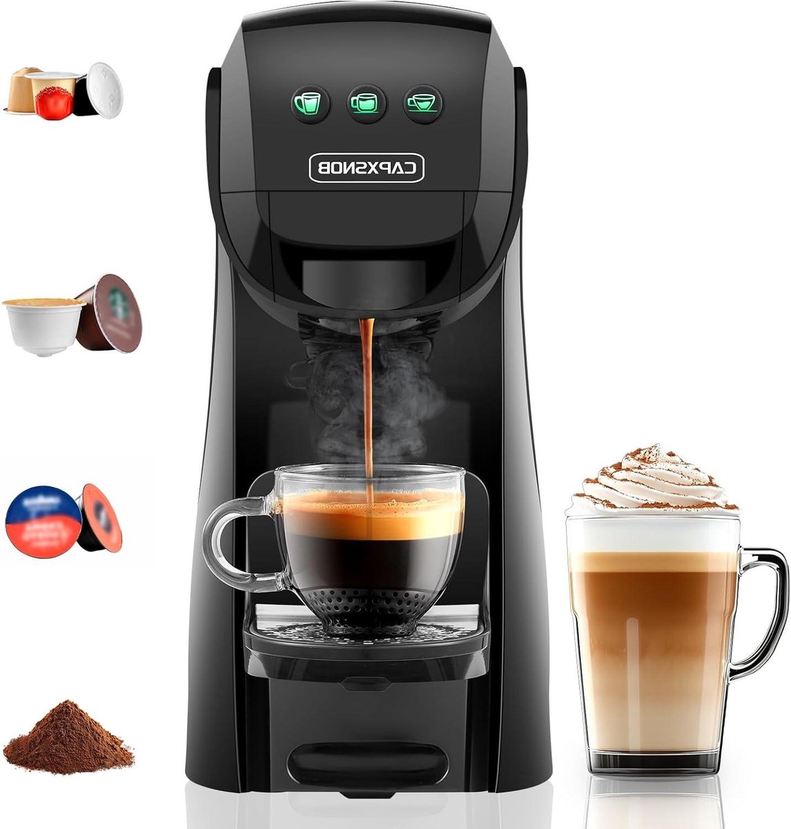 Koffiezetapparaat - Eenkopsmachine - Thuis Koffie Maken - 4-in-1 Systeem - 082 L Reservoir - Zwart