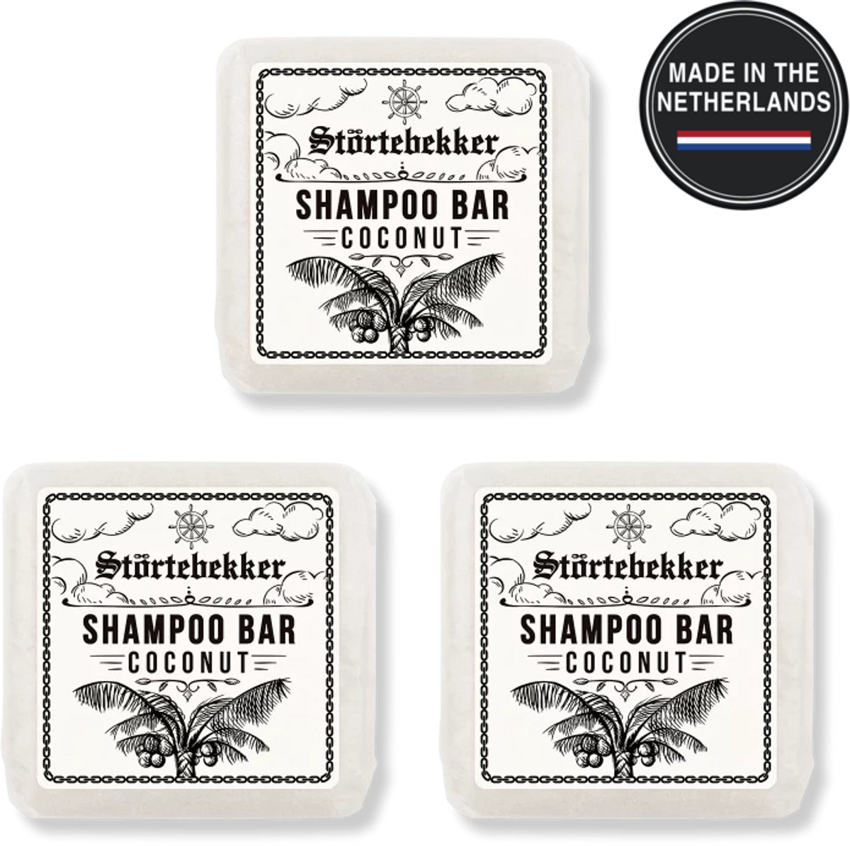 Störtebekker® Premium Shampoo Bar Kokos - Vaste shampoo voor mannen en vrouwen - 3-in-1 douchezeep voor mannen voor haar, hoofdhuid en baard - Hydraterende shampoo - veganistisch, handgemaakt - 100 g Solid Shampoo Bar Coconut