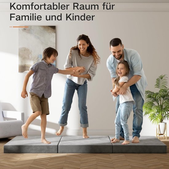 Opklapmatras - Vouwmatras Gastenbed - Logeren en Reizen - Wasbare Hoes - 140x195x10CM - Grijs — afbeelding 4