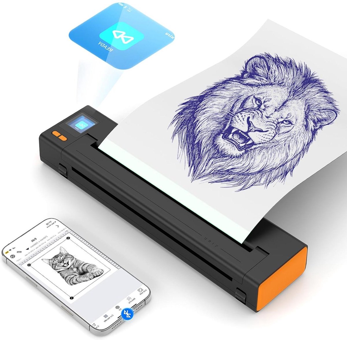 Stencil Printer - Transfer Machine - Ontwerpen Printen - Draadloos Met LED - 10 Transfervellen - Oranje