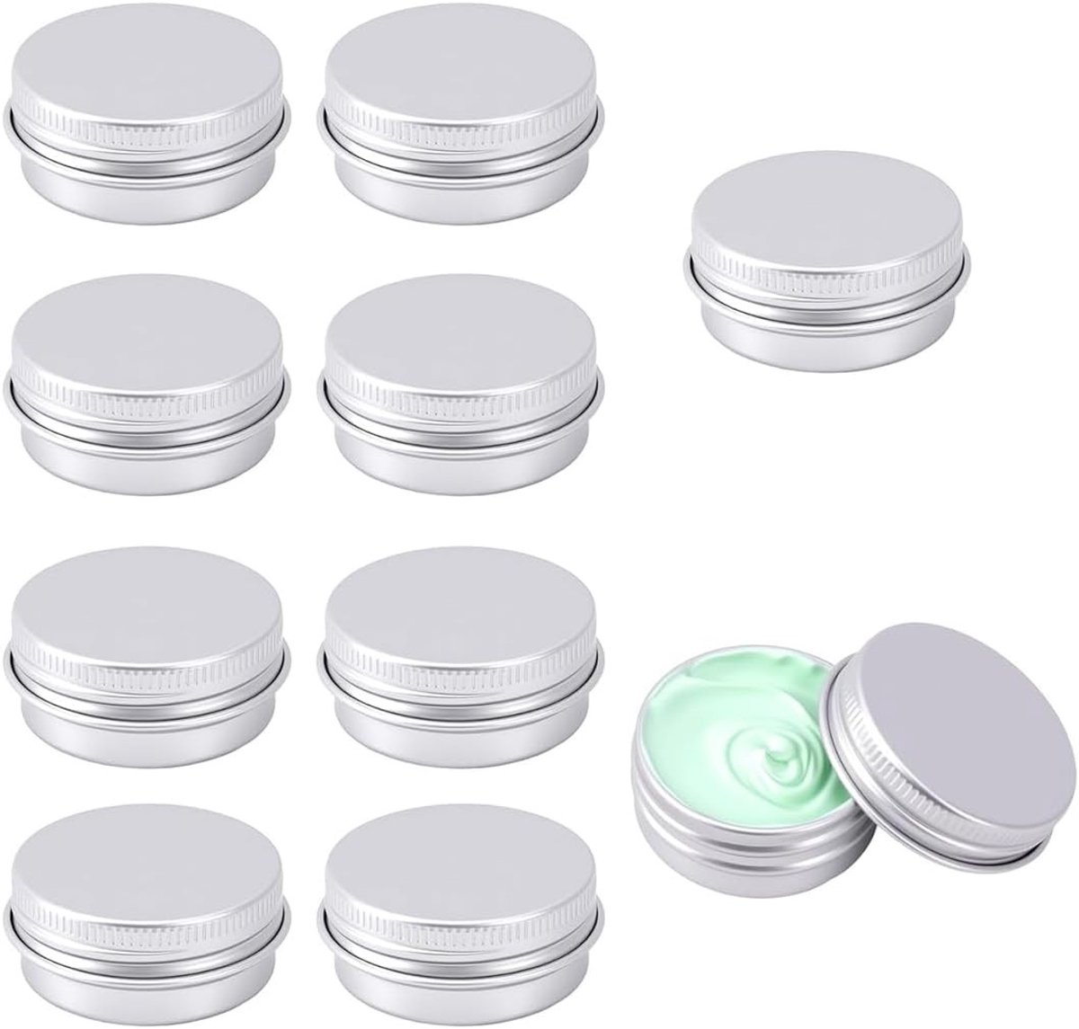 10 stuks lege aluminium blikjes met schroefdeksel, 10 ml, ideaal voor cosmetica, crèmes en opberging
