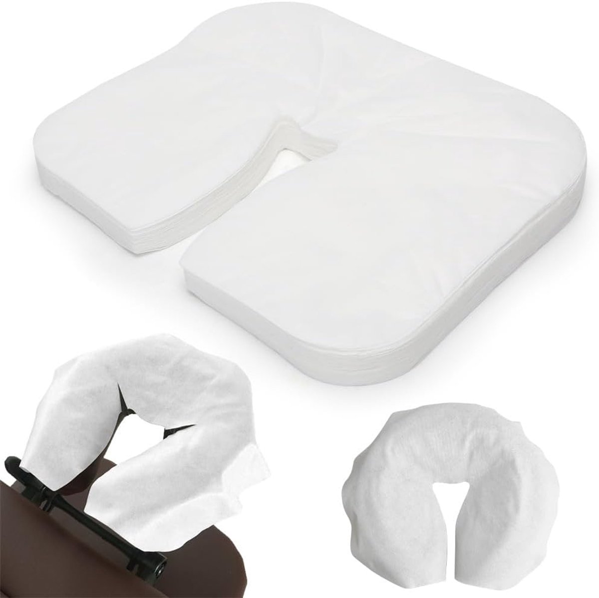 SnelShoppen - Gezichtskussens voor Massagestoelen - 400 Stuks - Ultrazacht, Ademend, Niet-Klevend - 35 x 28 cm Hygiënische Pads voor Massagebanken en