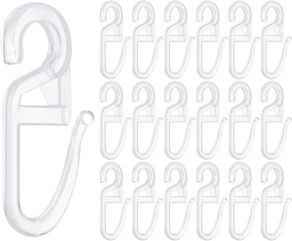 SnelShoppen - 100 Stuks Curtain Hooks met Eyelets - Plastic Haakjes voor Gordijnringen - Diameter 6 mm - Geschikt voor Gordijnrails, Gordijnrods, Verv
