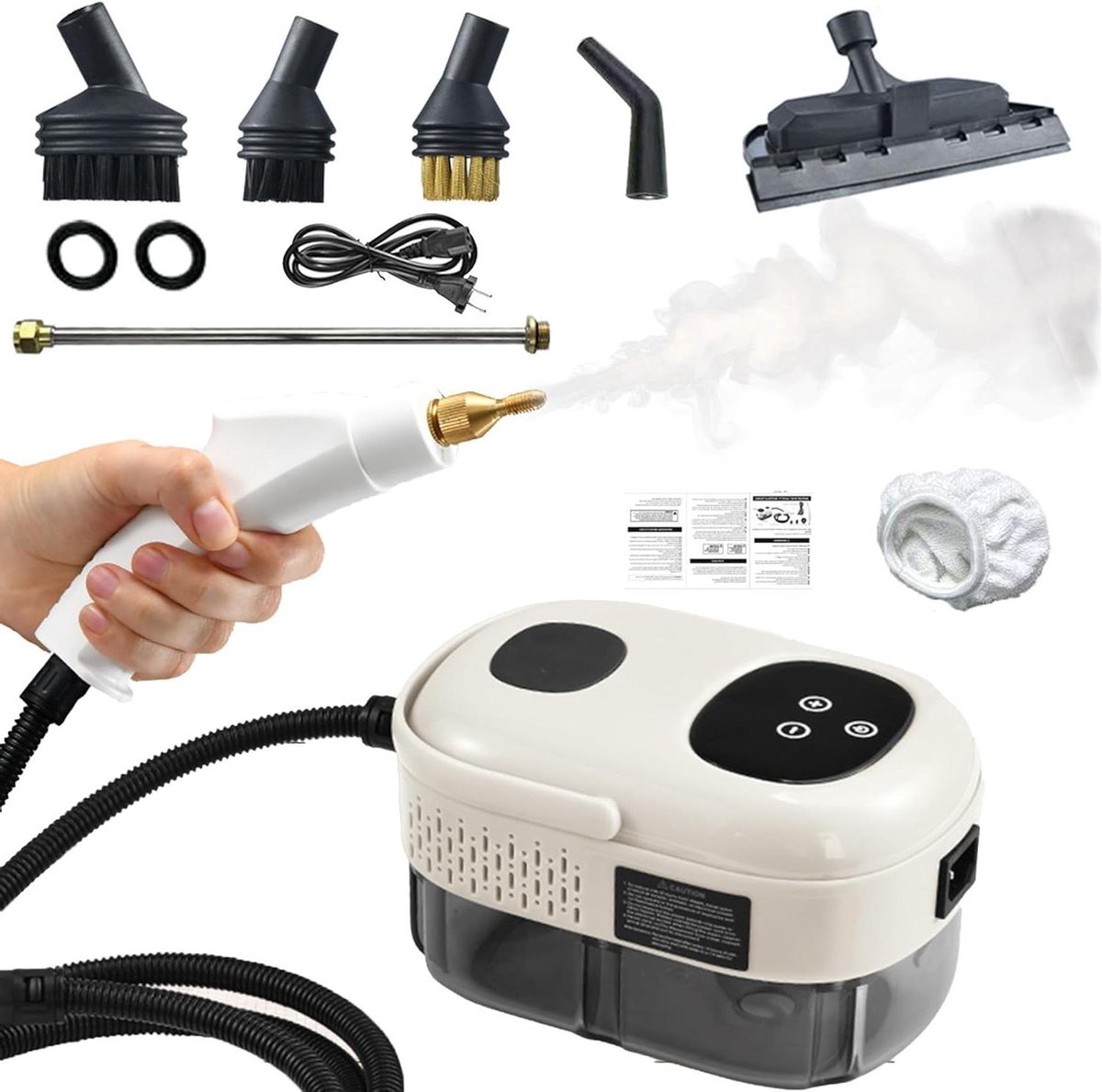 Draagbare Stoomreiniger - Handapparaat Reiniger - Grondig Schoonmaken - 105°C Hete Stoom - 1000 ml Tank - Wit
