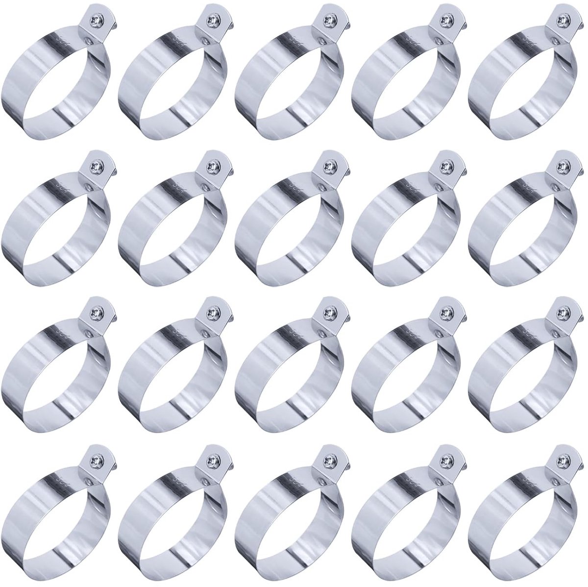20 Sets RVS Ketting Link Beugel met Bouten en Moeren voor Poort en Omheining - 48mm Diameter, Duurzaam en Weerbestendig