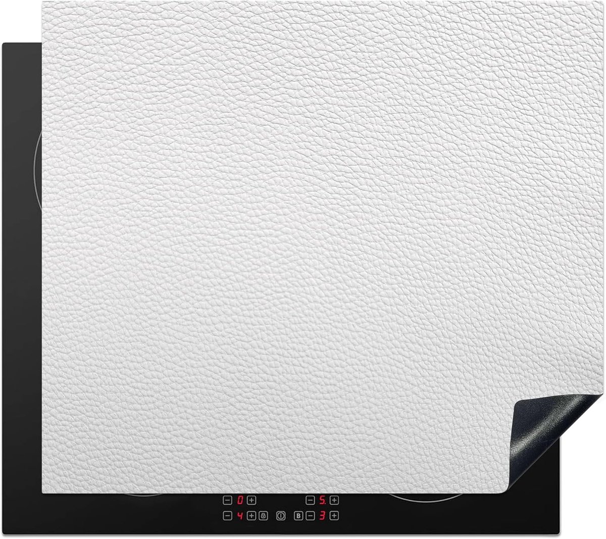 SnelShoppen - Inductiekookplaat Beschermer 59x52cm - Keuken Decoratie - Antislip Mat - Leerlook - Wit - Ideaal voor Moderne en Traditionele Keukens