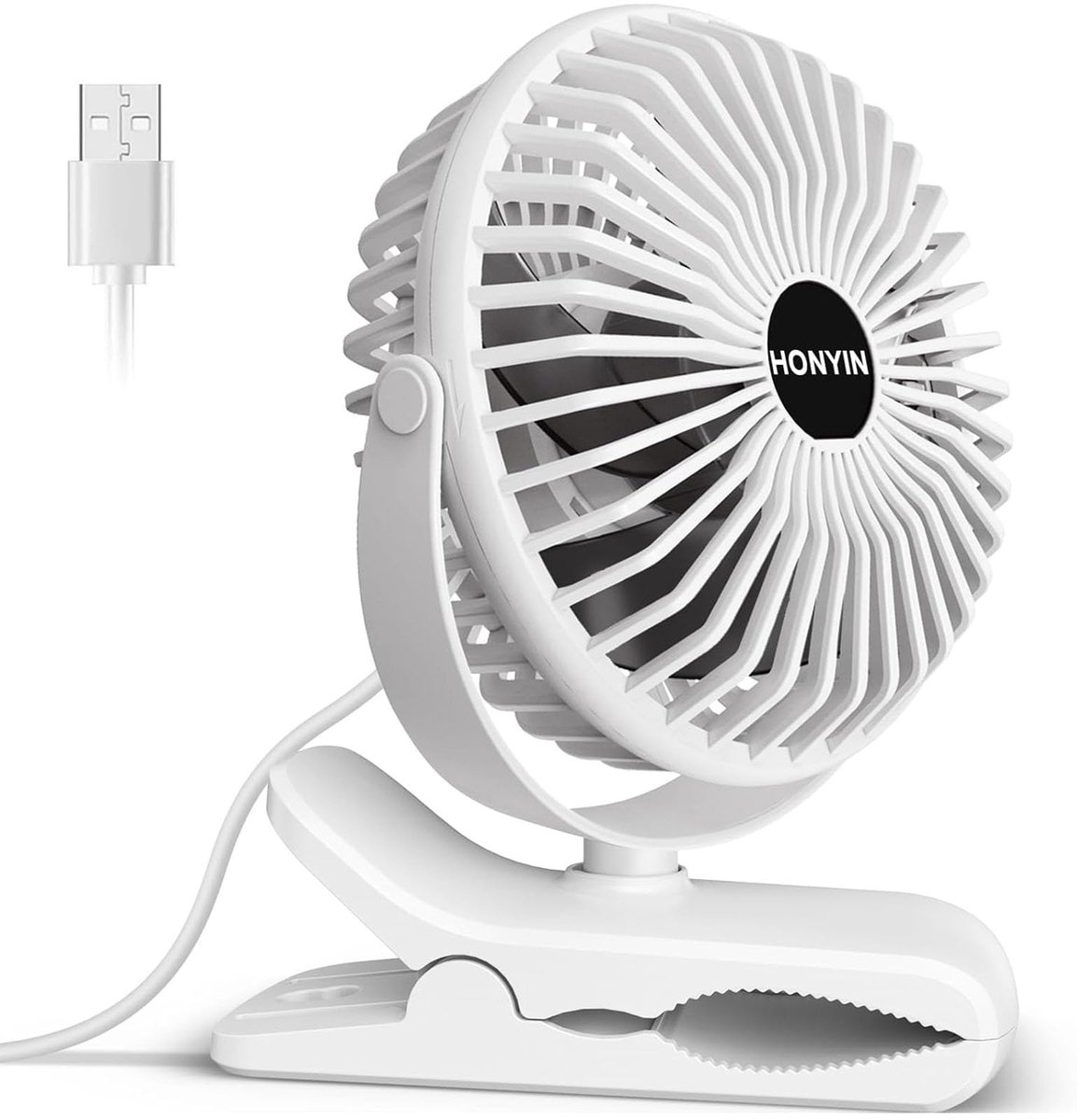 SnelShoppen - Mini USB-Clip Ventilator met Stevige Klem, 720° Rotatie, Tafel Koelventilator voor Thuis, Kantoor, Bureau, Compact en Stil, USB Aansluit