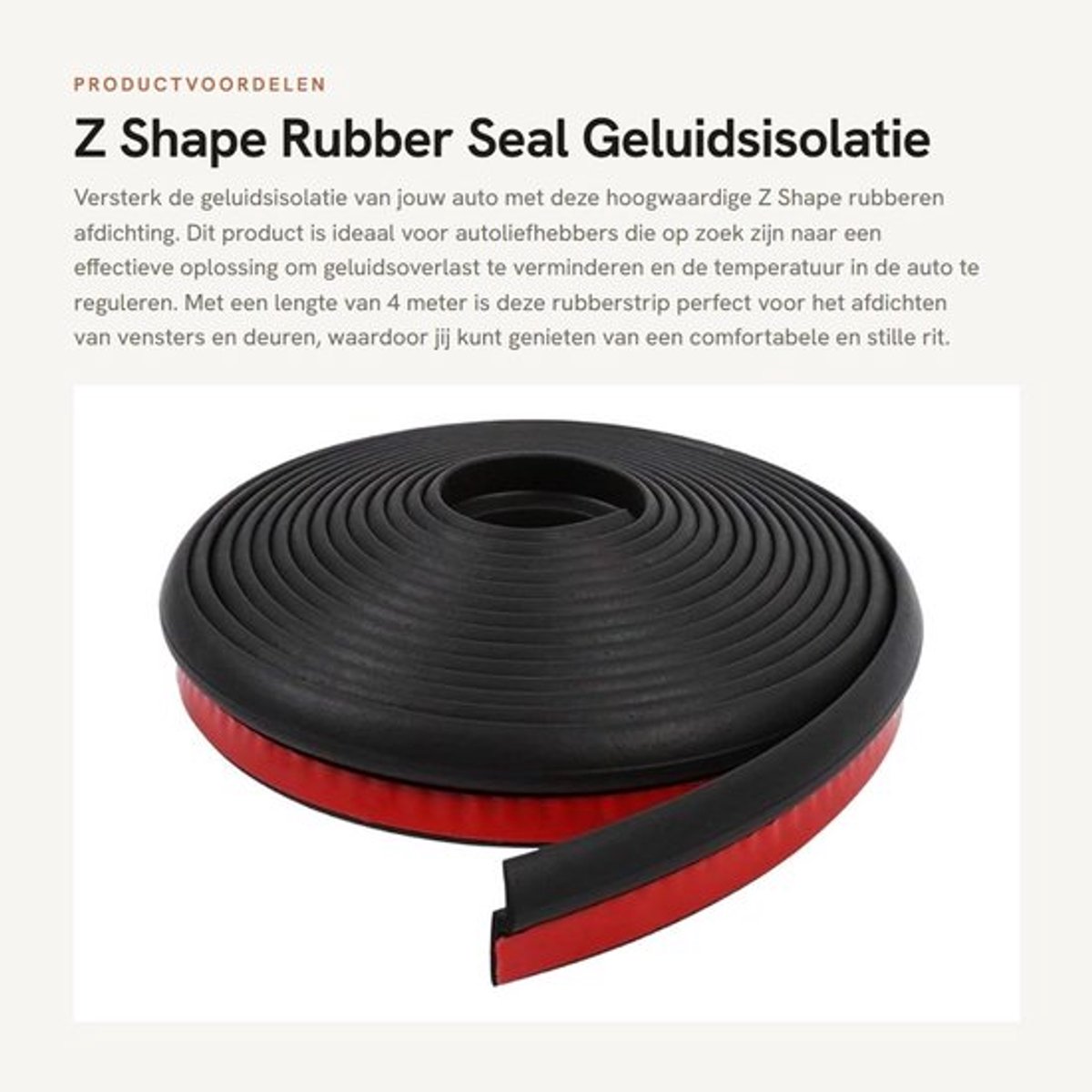 Rubber Seal 4M Z Vorm - Auto Deur/Window Strip - Geluidsisolatie - EPDM Rubber - Hoge/ Lage Temperatuur Weerstand - UV Bestendig - Deurrubber