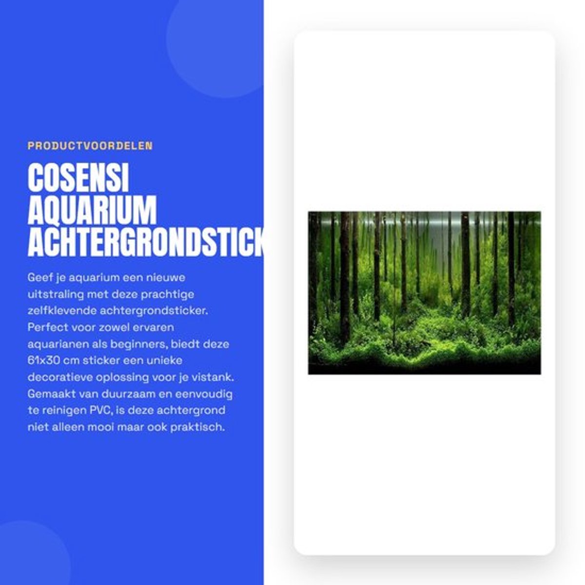 Achtergrondsticker PVC 61x30 cm - Zelfklevend - Duurzaam - Waterdicht - Slijtvast - Eenvoudige installatie - Aquariumachtergrond