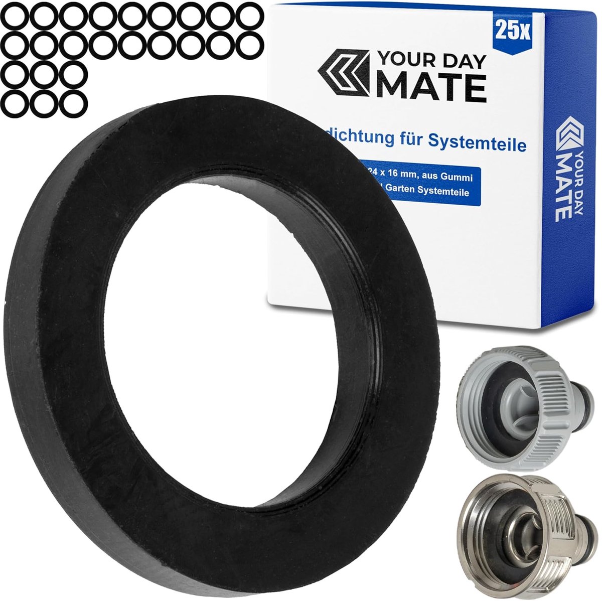 Set van verwisselbare platte afdichtingen, 25 stuks, voor G 3/4" systeemonderdelen in de tuin, compatibel met Gardena - ShopVlot