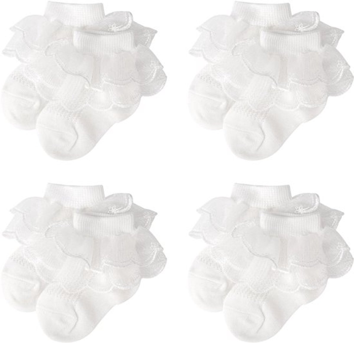 Sokjes Baby - Kanten Strik - Frilly Kanten - Newborn - Meisjes - Perfect voor Feestjes - Fascinator