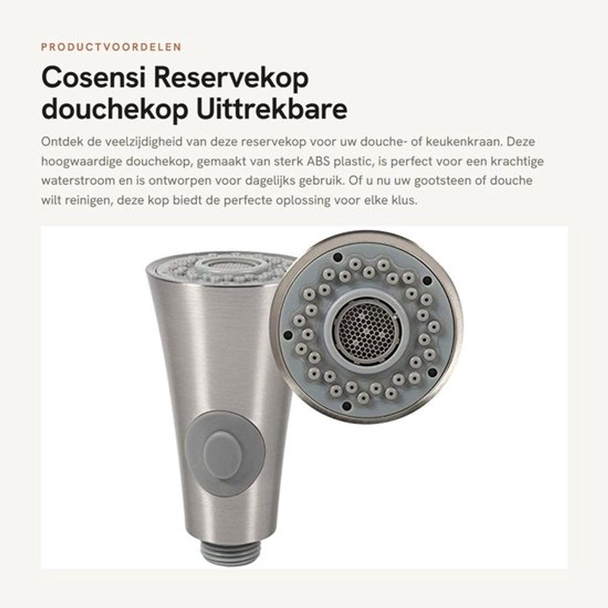 Douchekop met 2 functies - Uittrekbare Slang - Roestvrij Staal - Krasbestendig - Eenvoudige Installatie - Geschikt voor Thuisgebruik - Douchekoppen