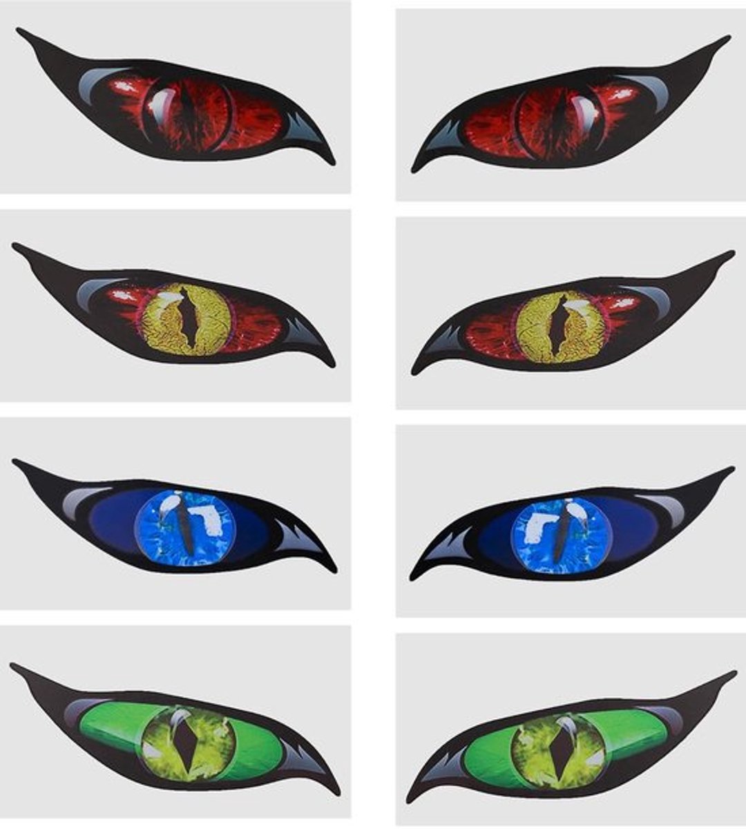 Auto Stickers 4 Paar Oogstickers - PVC - Waterdicht - Reflecterend - Auto Decoratie - 15 x 5,7 cm - Zelfklevend - Decoratiestickers