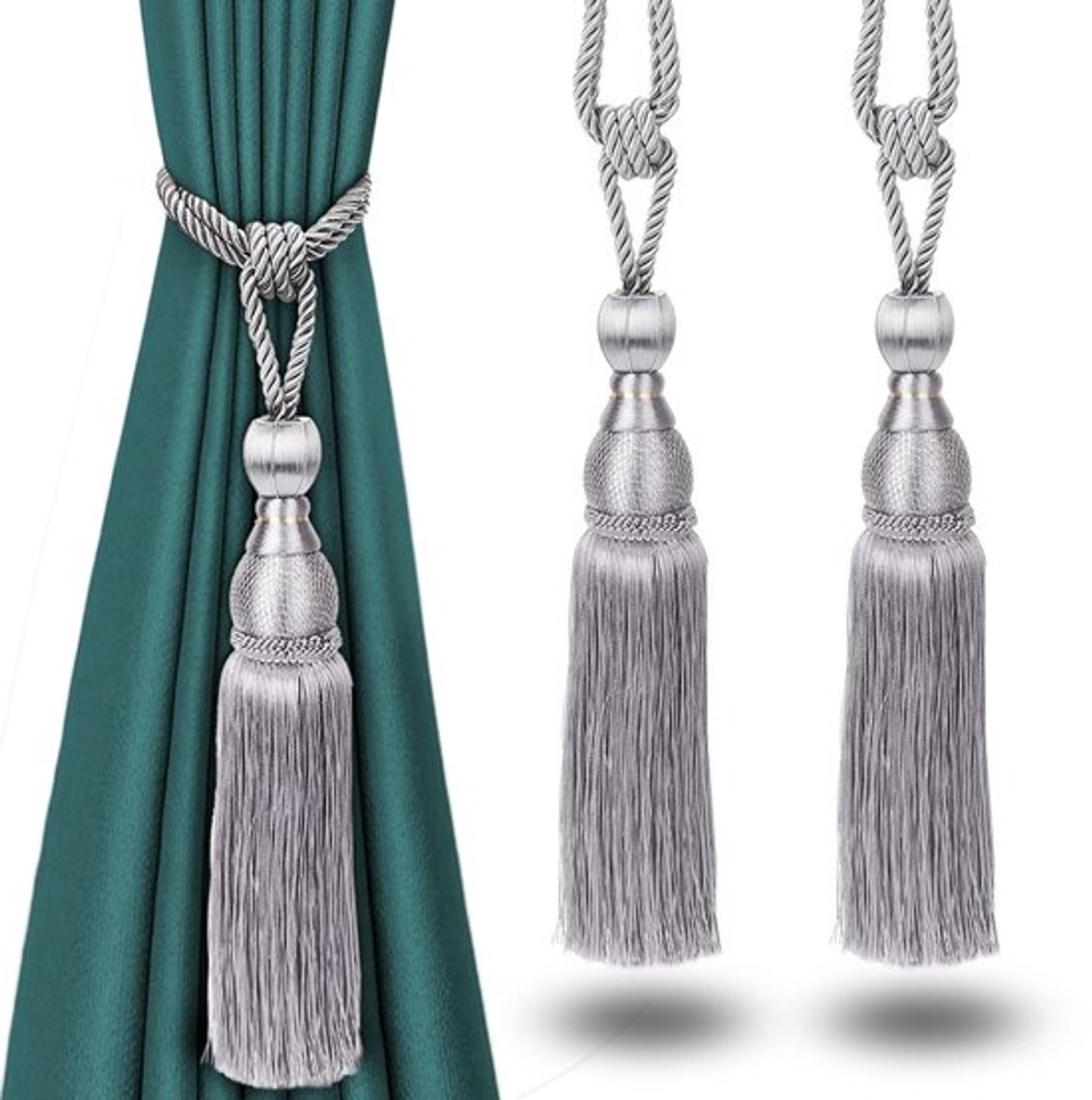 Gordijn Tiebacks - Decoratieve Gordijnhouders - Muurhouder - Gordijnbinders - Hoogwaardig Polyester - 63,5 cm lengte