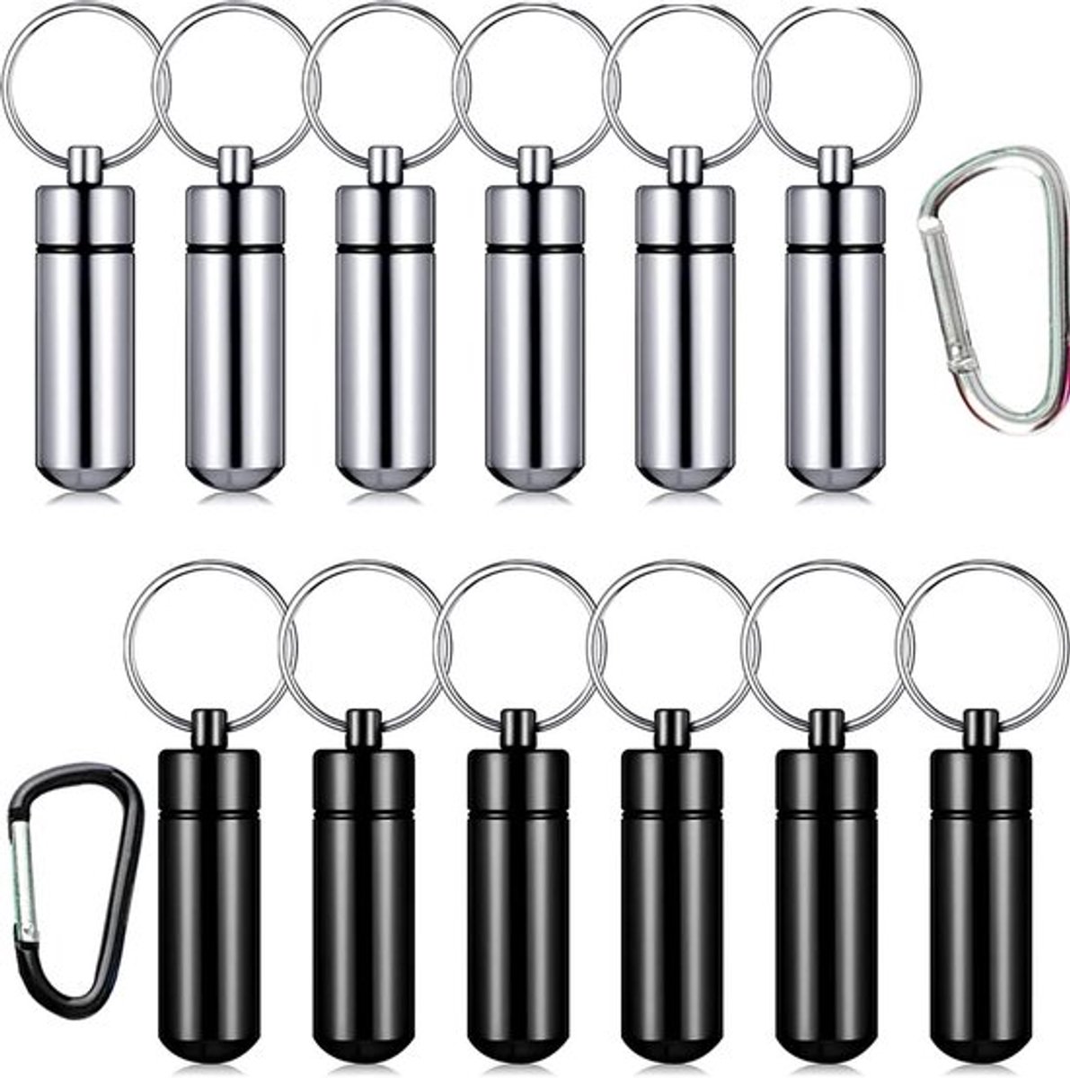 Pillendoos 12 Stuks - Mini Aluminium - Waterdicht - Draagbare Container - Sleutelhanger - Duurzaam en Antioxidatie. - Medicijncontainer
