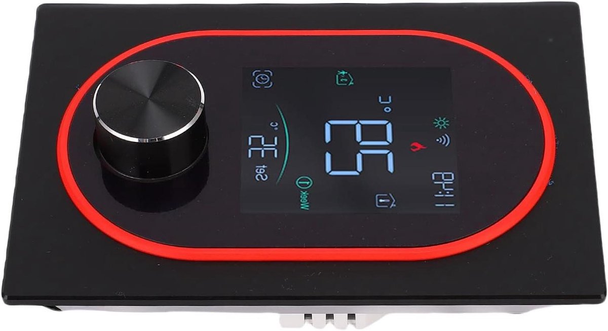 Slimme Thermostaatknoppen - Programmeerbare Regelaar - Waterverwarming Instellen - WiFi Bediening - 86x86mm - Zwart