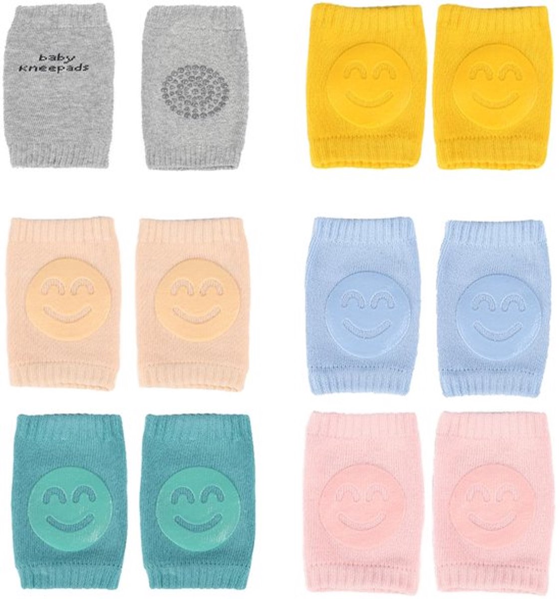 Baby Kniebeschermers Antislip - 6 Paar - Ademend - Uniseks - Zacht Katoen - 11x8 cm - Duurzaam Materiaal - Kruipsokken