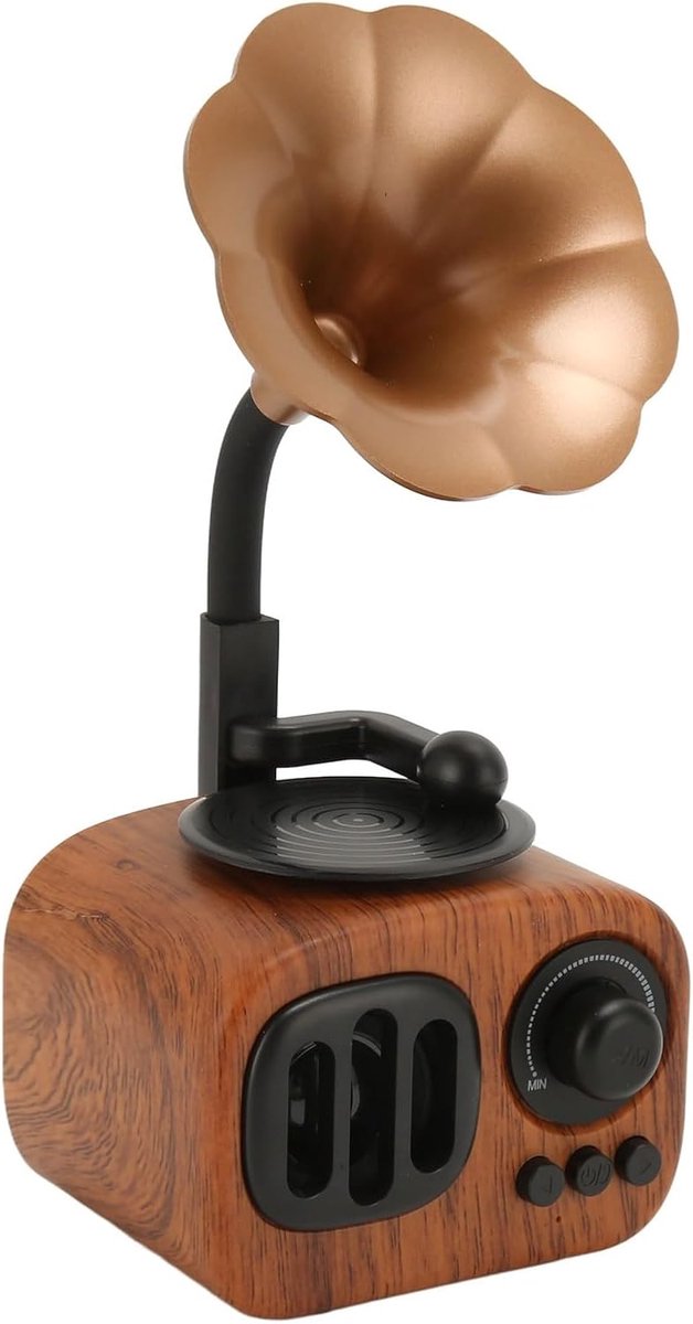 Vintage grammofoon Bluetooth-luidspreker - mini houten fonograafvorm - retro muziekspeler - SnelShoppen