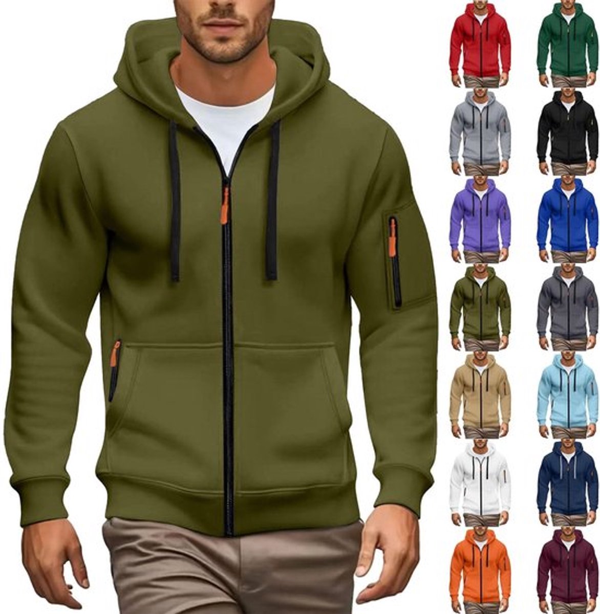 Sweatjack Heren met Capuchon - Oversized Sportjack - Hoodie - Ritssluiting - Casual Outdoorjas - Klassiek Ontwerp