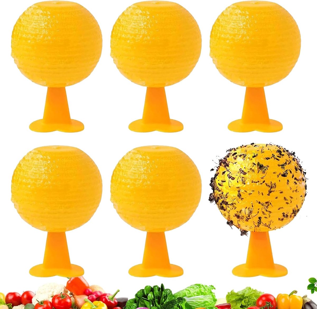 6 stuks fruitvliegenvallen – Encuryna zelfklevende fruitvliegenval ballen in geel voor effectieve bescherming tegen - ShopVlot