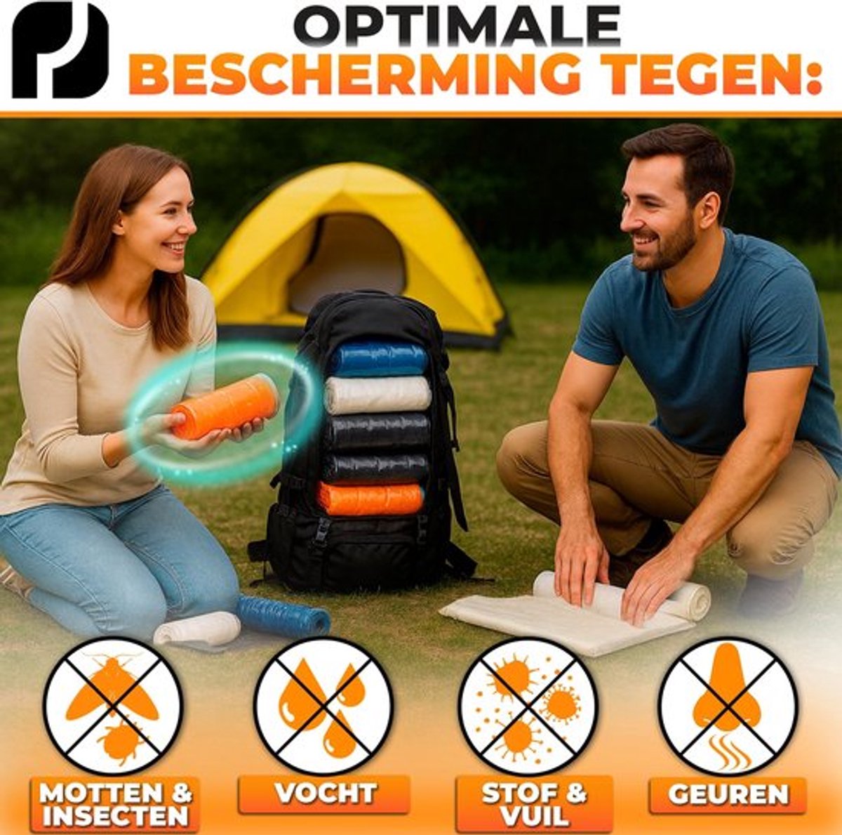 Vacuümzakken Oprolbaar zonder Ventiel - 8 Stuks - Maat M 60 x 40 cm - Compressiezakken voor Koffers - Hygiënisch & Herbruikbaar - Tot 80% Meer Ruimte