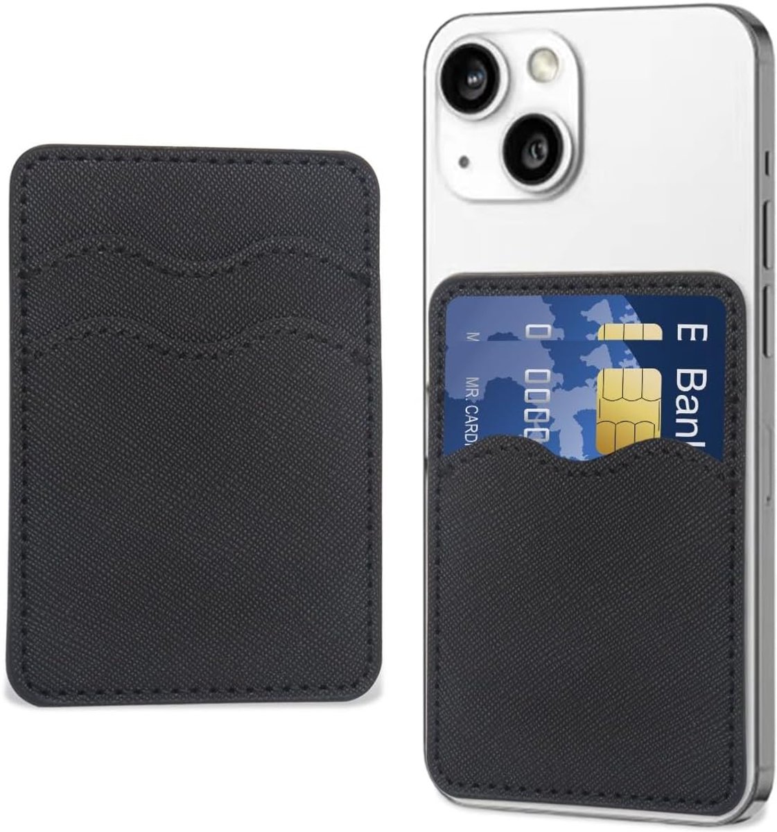 SnelShoppen - Zelfklevende Kaarthouder voor Smartphone - Dunne en Sterke PU Leren Telefoonkaarthouder - Zwart - Ideaal voor Creditcards, ID's en Meer
