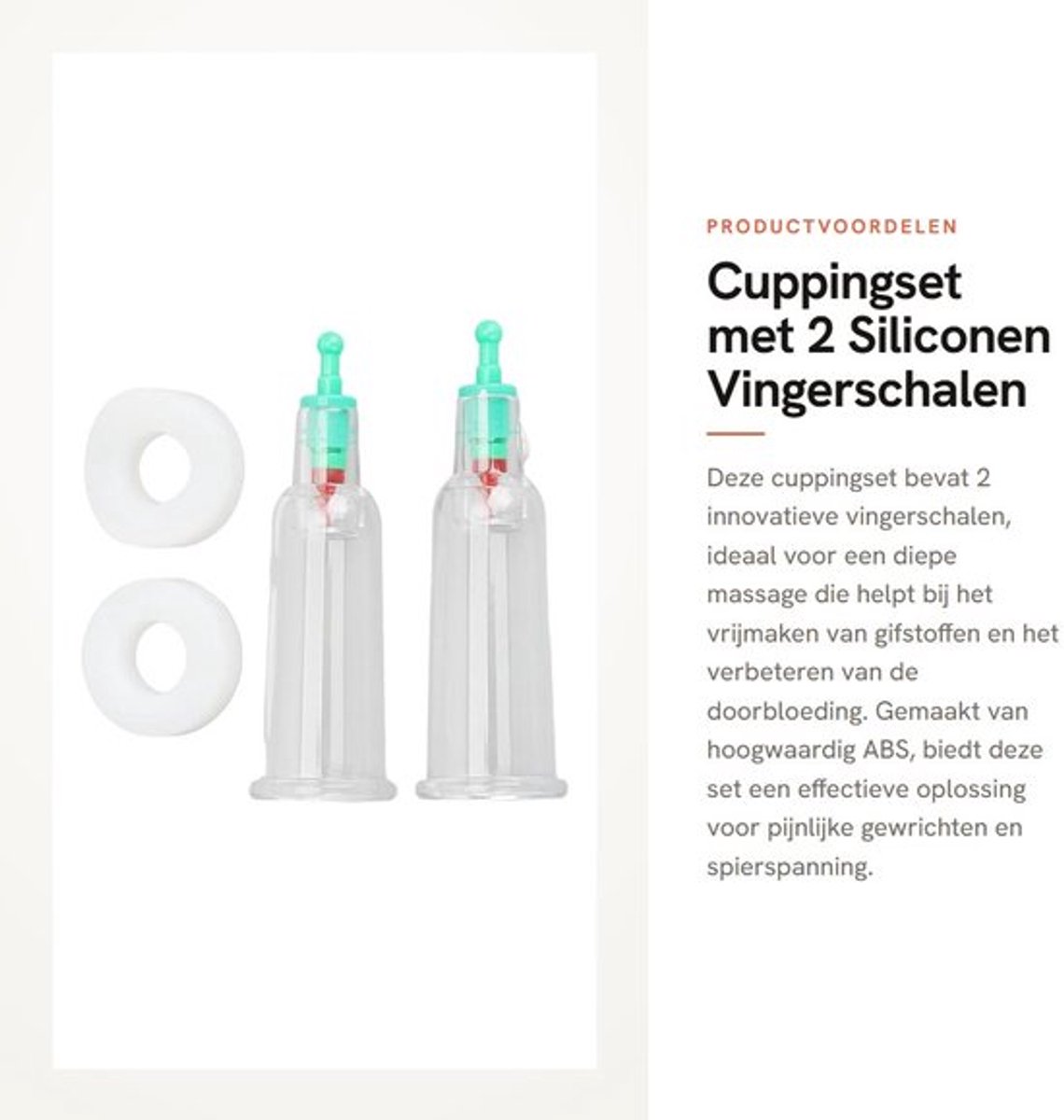 Cuppingset met 2 Vingerschalen - Therapie-inzetstukken - Vacuümcups - Dieptemassage - Verbeterde Doorbloeding - Professionele Set - Therapiecups