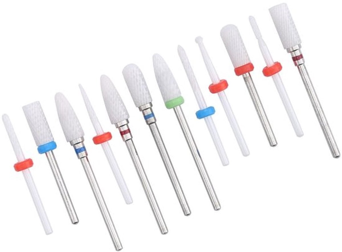 12 Stuks Keramische Nagelboren Set - Professionele Nagelfrees - Duurzaam en Efficiënt - Geschikt voor Acrylnagels - Perfect voor Thuisgeb...