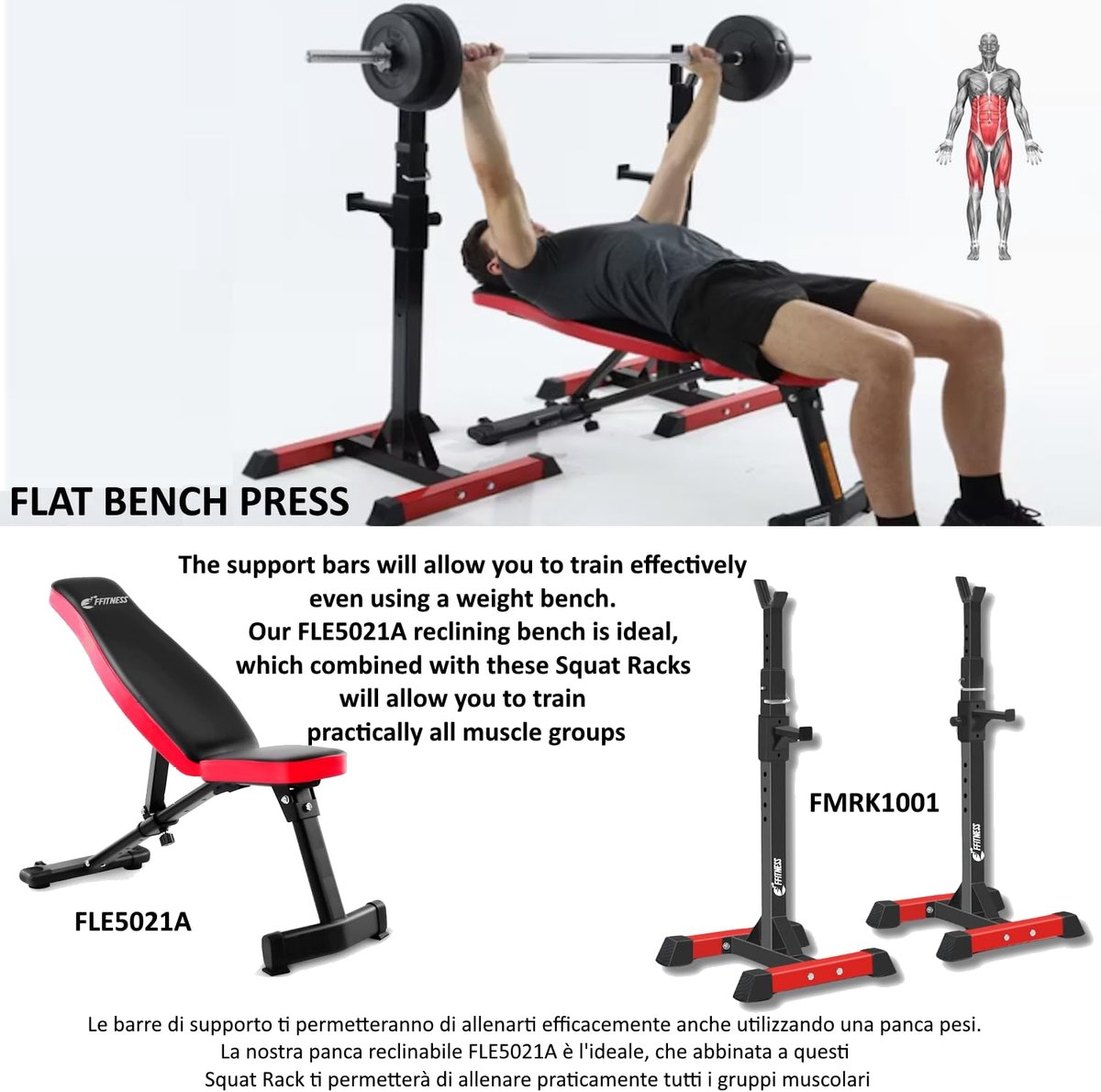 SnelShoppen - Verstelbare Lange Halterstang Squat Rack - Paar Rekken Houders voor Olympische Lange Halterstang - Multifunctionele Steunen voor Thuis S