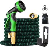 Tuinslang - Flexibele tuinslang 30 meter - Waterslang - Geschikt voor Autowassen, Tuin en Buiten, Huisdieren - Uitschuifbare Tuinslang – Voorzien van een 4-laags Latex Binnenbuis en een Duurzame Gevlochten Buitenlaag van 3750D.