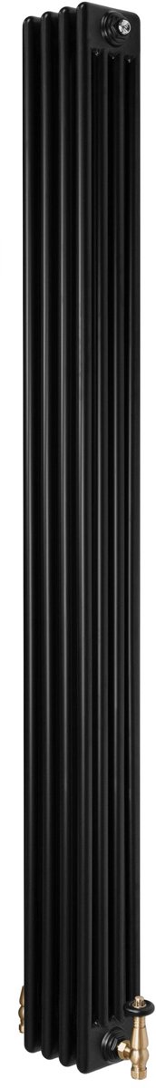 4-kolomsradiator - zwart - 1800x200 mm - thermostaatkraan