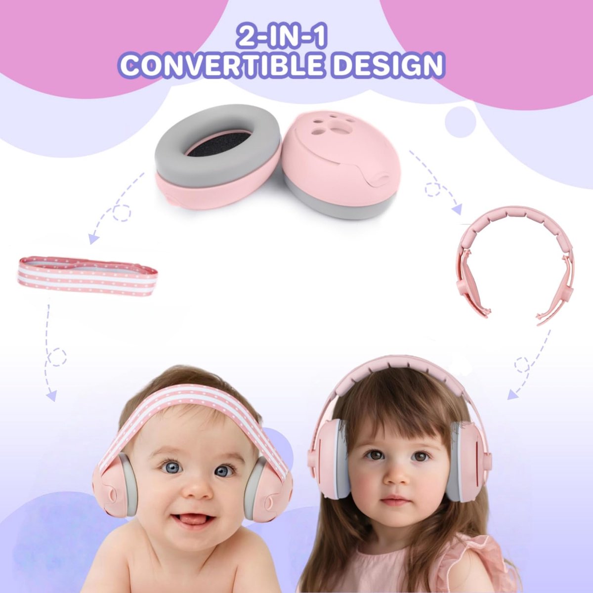 SnelShoppen - YingErTool Baby Oorbeschermer 2-in-1 met Ruisonderdrukking en Geluidsisolatie - Verstelbaar, Ultralicht en Comfortabel voor Baby's en Pe