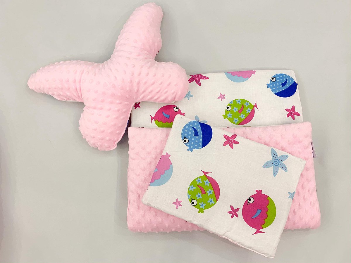 SnelShoppen - Deken Kussen Babykussen Vlinder Babydeken Knuffeldeken Kruipdeken Speeldeken 100% Katoen Kinderwagendeken 75 x 50 cm + Kussens Vlinder v