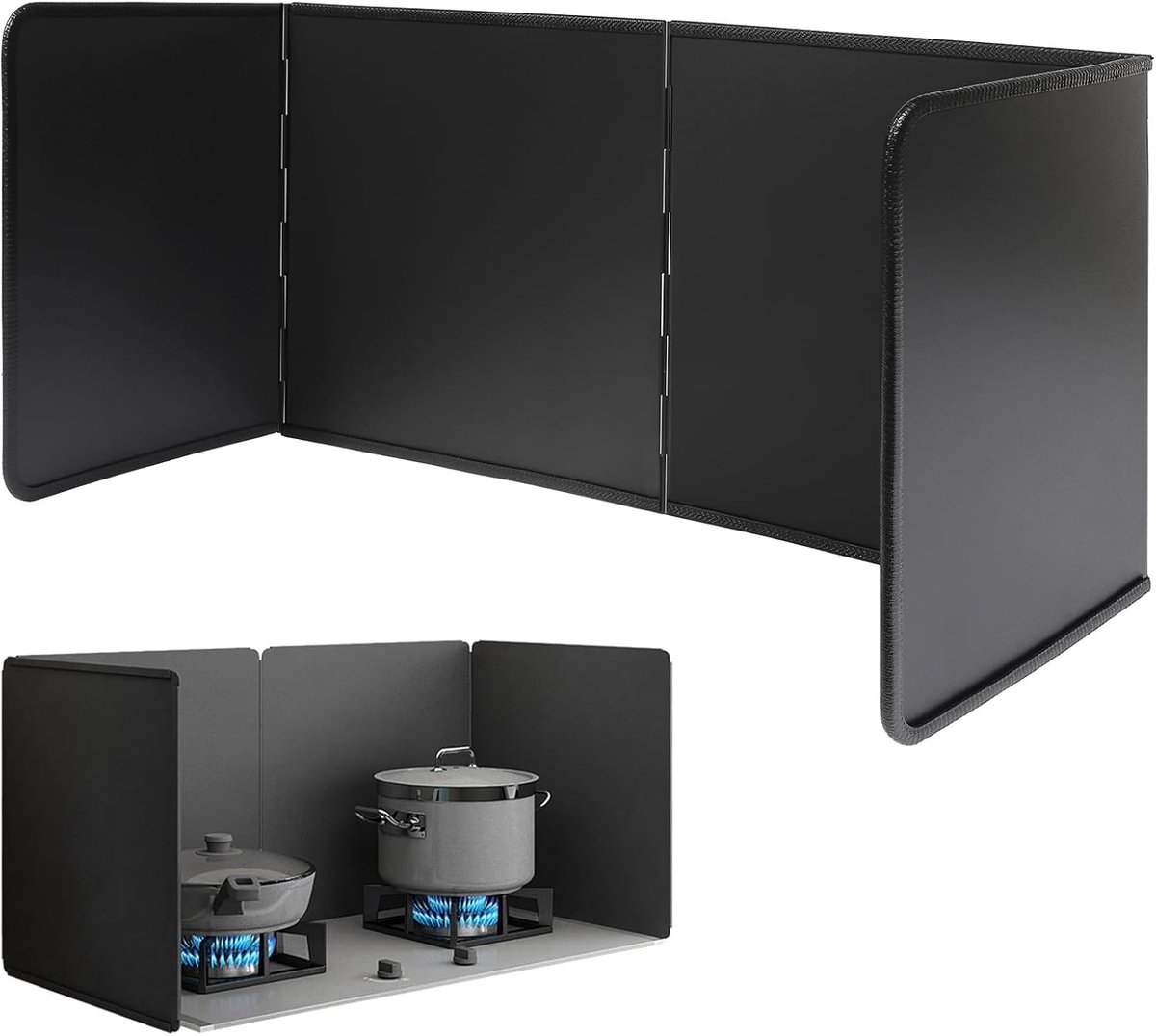 SnelShoppen - Opvouwbare Spatscherm Keuken 40cm - RVS Fornuisbescherming Zonder Boren - Zwart Spatscherm Voor Koken en Bakken - Keukenaccessoires voor