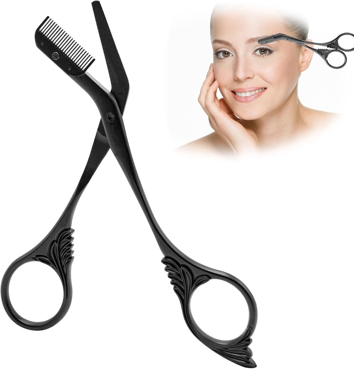 Precisie Scharen voor Wenkbrauwen met Kam - RVS Wenkbrauwschaar voor Mannen en Vrouwen, Ideaal voor Beginners en Professioneel Gebruik