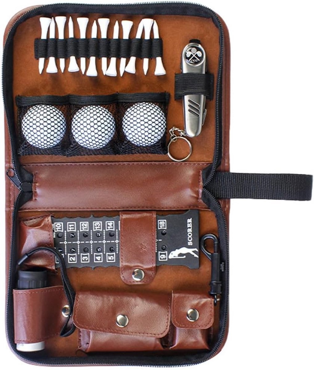Golfcadeaus voor mannen en vrouwen, multifunctionele golfaccessoireset met koffer, afstandsmeter en tees voor elke golfer