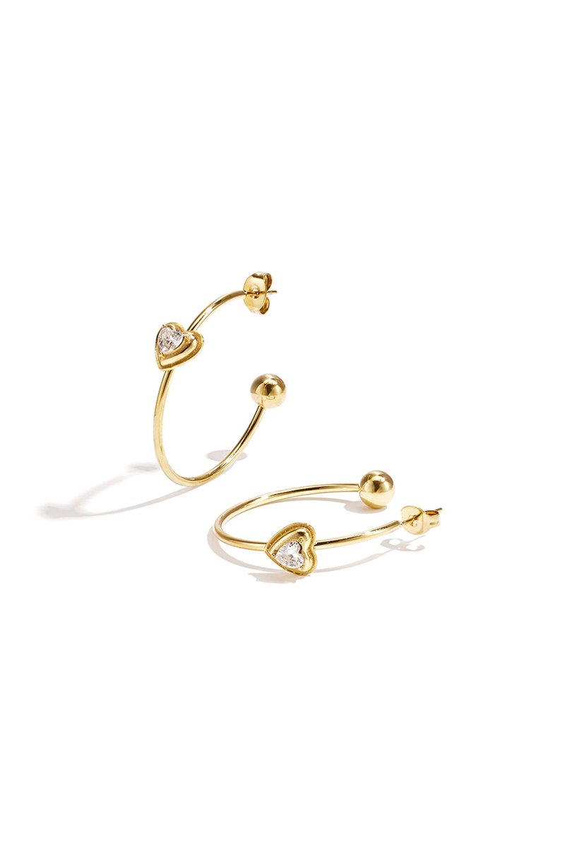 Oorbellen met hart - Oorbellen - Stainless Steel - - Goud