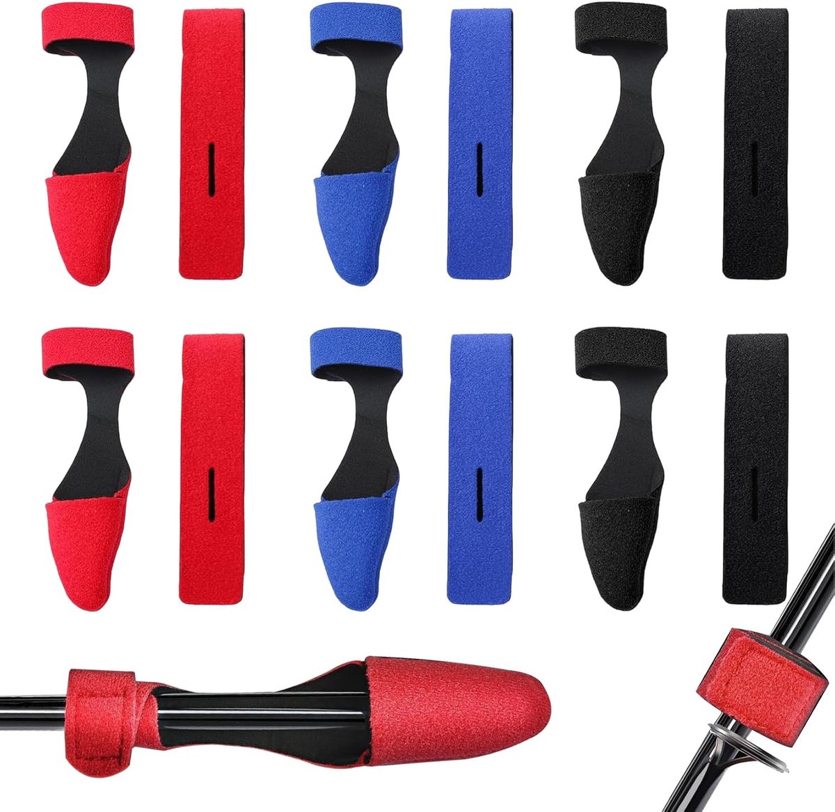 SnelShoppen - 12 stuks/6 sets vishengelriemen - elastische hengelbanden - neopreen rubber - vishengelhouder - hengelaccessoires met zelfklevende grip