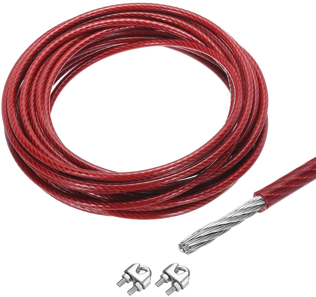 staalkabel 10 m x 6 mm - roestvrij staal 304 - spanslot met 2 schroefspindels - ideaal voor ophangen van wasrekken - ShopVlot
