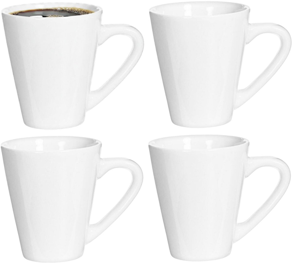 Alessandro Koffie / thee mok Verona - 4x stuks - ivoor wit - 300 ml - mokken - keramiek