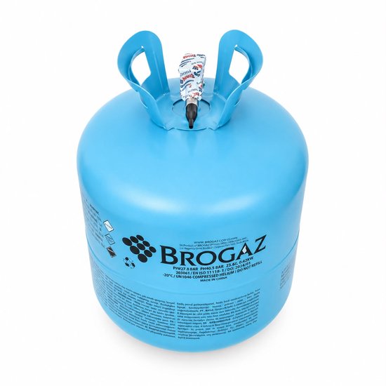 Brogaz – HeliumTank voor Ballonnen – max 20 LatexBallonnen van 23cm – Heliumtank – Geschikt voor latex en Folieballonnen