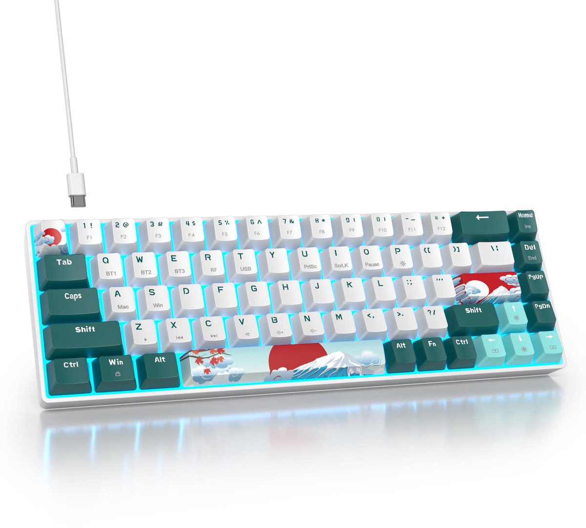 SnelShoppen - SbocKeeb Draadloos Gaming-toetsenbord 60% - 65% Mechanisch Toetsenbord met RGB Achtergrondverlichting, Bluetooth/2,4G/Type-C, Amerikaans