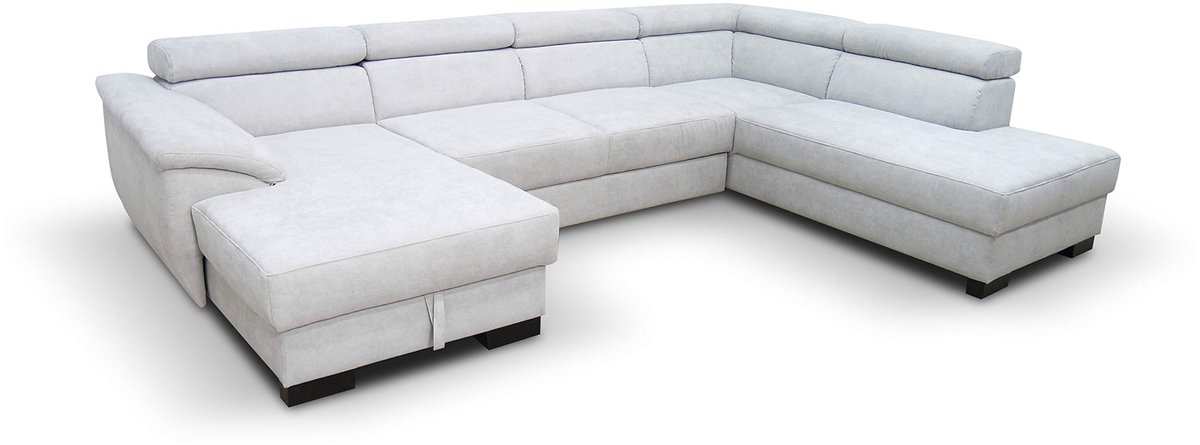 SnelShoppen - DOMO Collection David FK U-vormige woonkamerbank met veerkern, gestoffeerde hoek, grijs, 166 x 337 x 232 cm, ideaal voor feest en dageli