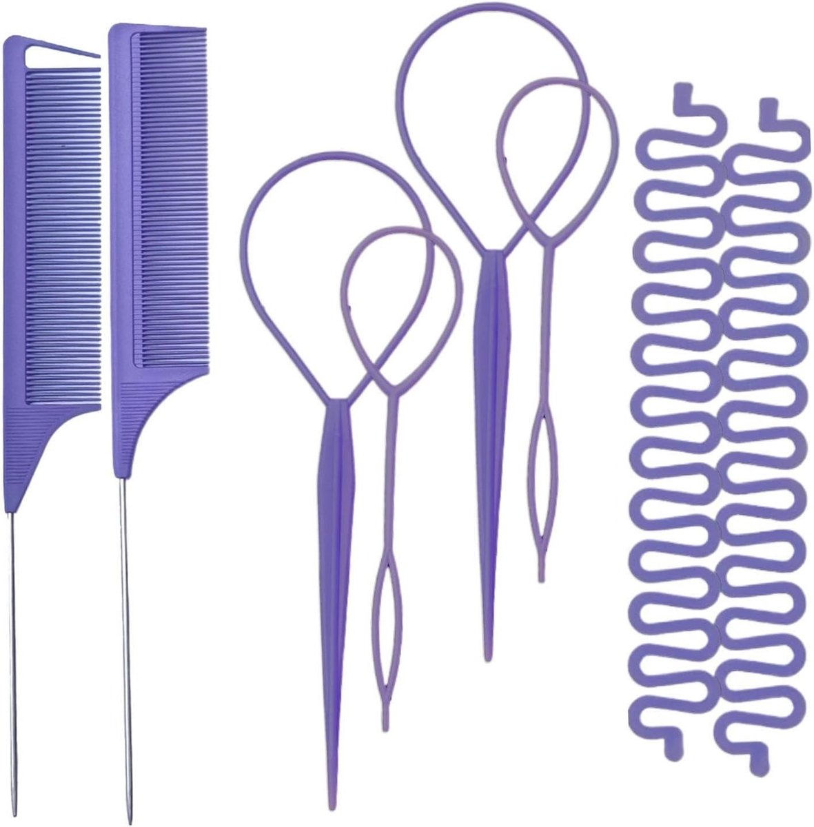 Styling Vlechtkam - Haar Accessoire Set - Vlechten Maken - Verdikte Houder - 24 x 8 x 1 cm - Zwart
