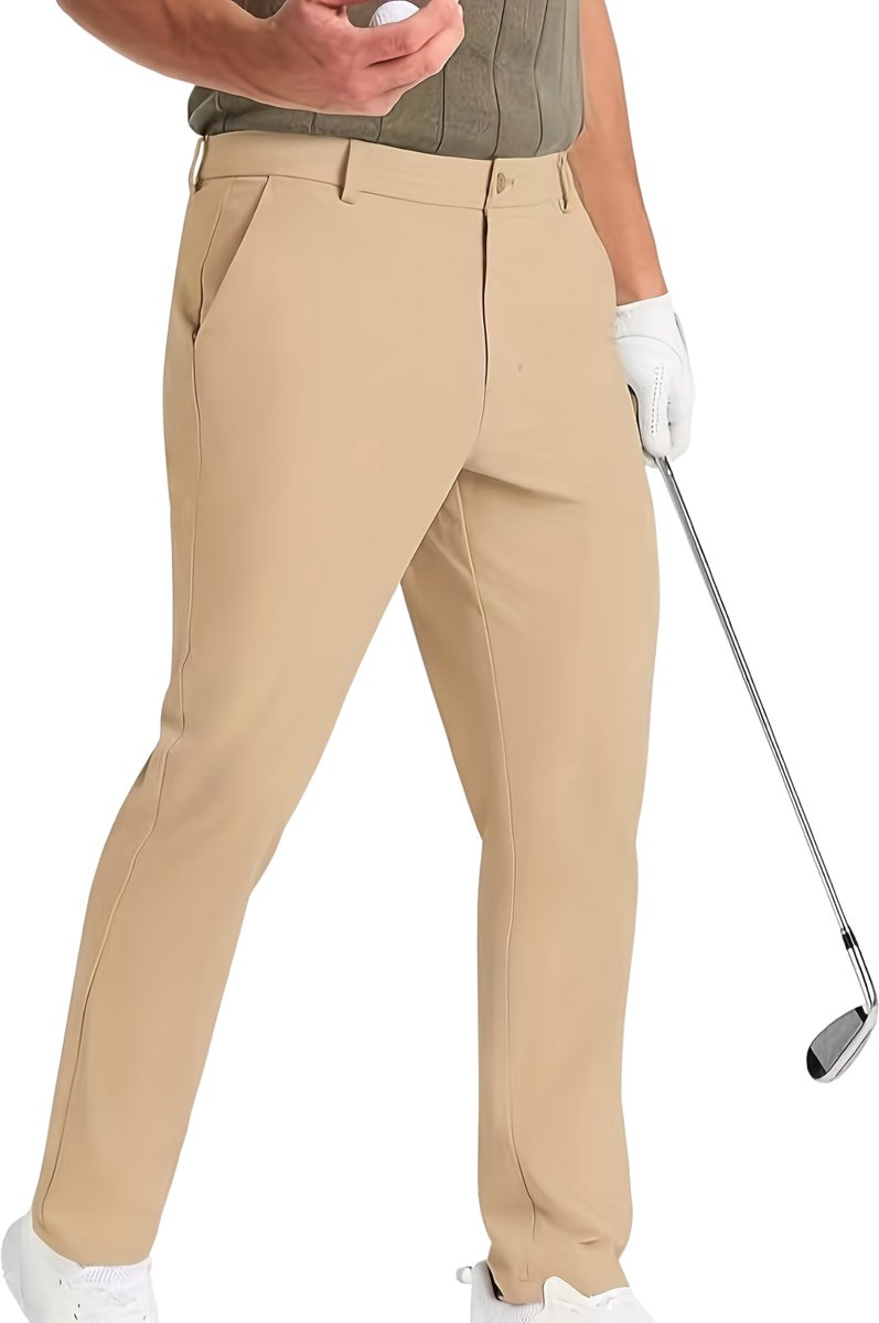 Currero Pantalon Heren Chino Regular Fit Golfbroek Nette Broek Met Elastische Tailleband Volwassenen L/XL Creme