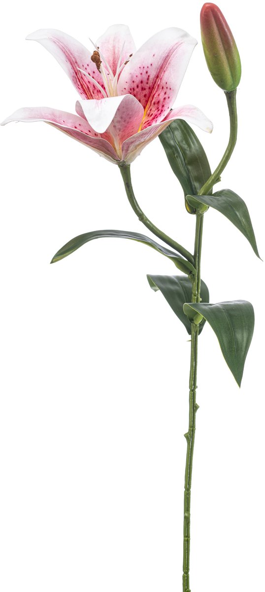 Emerald - Kunstbloem Lelie lichtroze 56cm - Kunstplant voor binnen