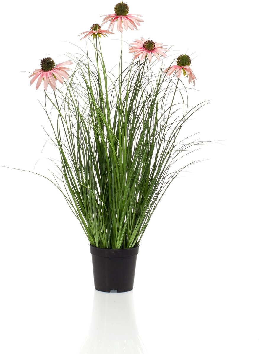 Emerald Kunstplant Rudbeckia Gras in pot roze 60cm - Kunstplant voor binnen