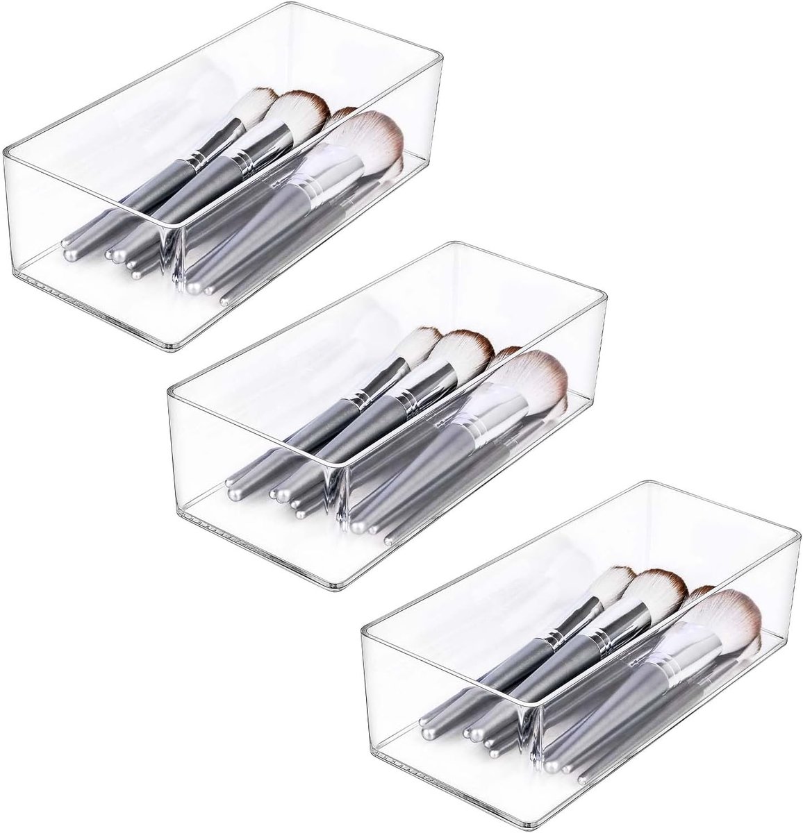 SnelShoppen - JessLab Lade Organizer 3-Pack - Acryl Make-up Organizer Cosmetische Opslag voor Sieraden - Bureau, Kledingkast, Badkamer, Ijdelheid, Aan